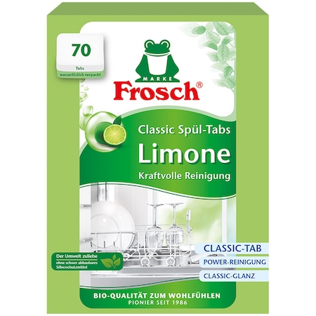 Tablete pentru mașina de spălat vase: FROSCH Detergent capsule Classic pentru mașina de spălat vase, aroma lime, 70 spălări